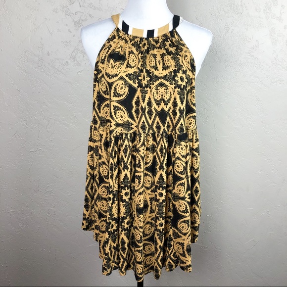NWT Free People Mimi Tunic Top Black and Yellow - Picture 2 of 7